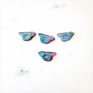 Blue and Pink four Bird Shaped beads for jewelry, crafting, DIY projects